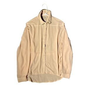 English Rose's Cream Sheer Long Sleeve Blouse with Bedazzled Collar